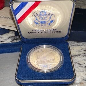 United States Constitution Coin in Blue Display Case
